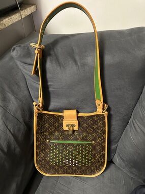 Louis Vuitton Brown Monogram Shoulder Bag with Green Accents